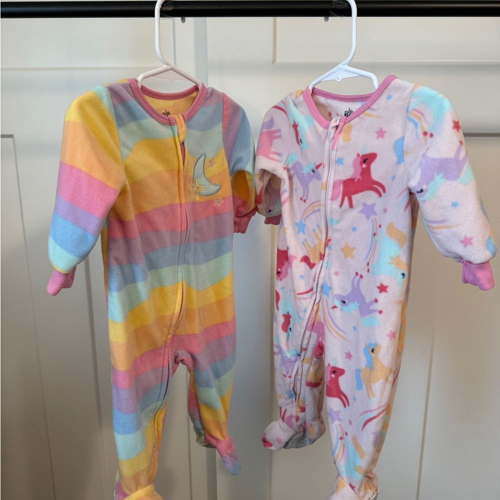 Colorful 12M Baby Pajamas with Unicorns 2 pack